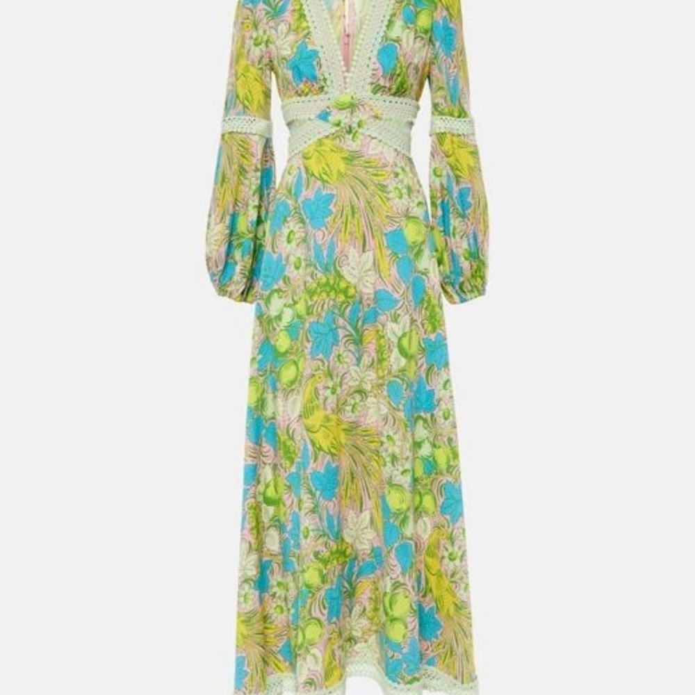 Diane Von Furstenberg Yellow and Blue Plunge Sundress